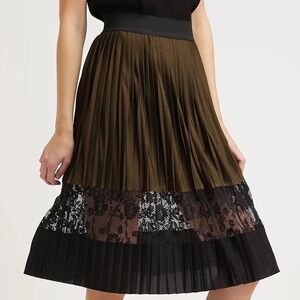 River Island Black and Brown Lace Midi Skirt